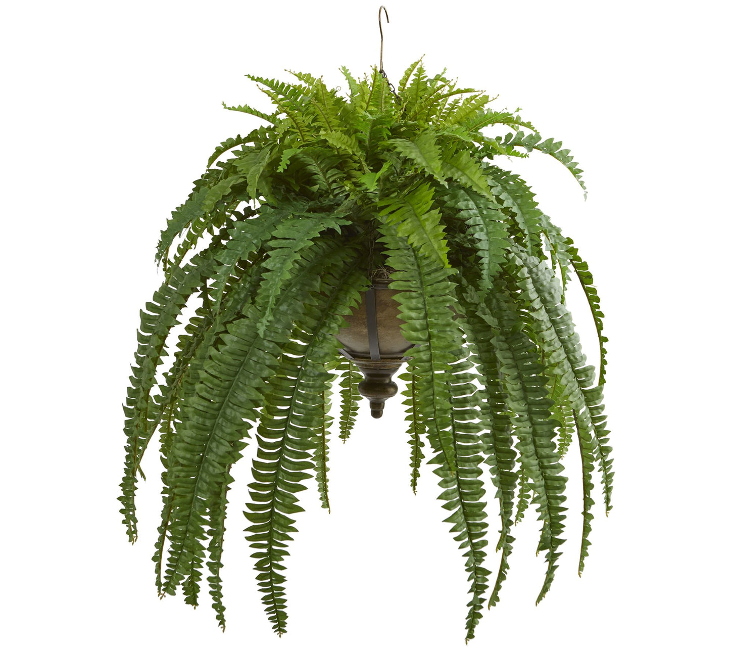 39" Boston Fern Plant in Hanging Bowl by NearlyNatural