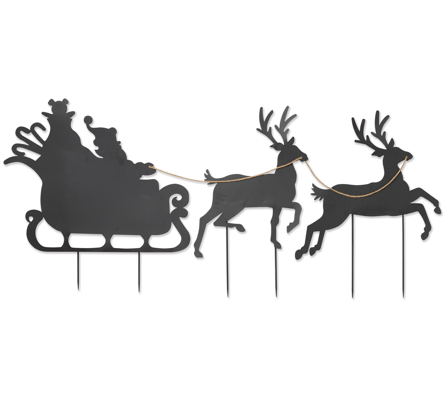 86" Santa, Reindeer & Sleigh Metal Silhouette by Gerson Co.