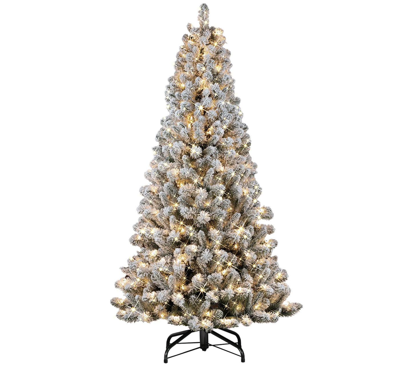 6.5' Prelit Flocked Vermont Christmas Tree 300Clear Lights