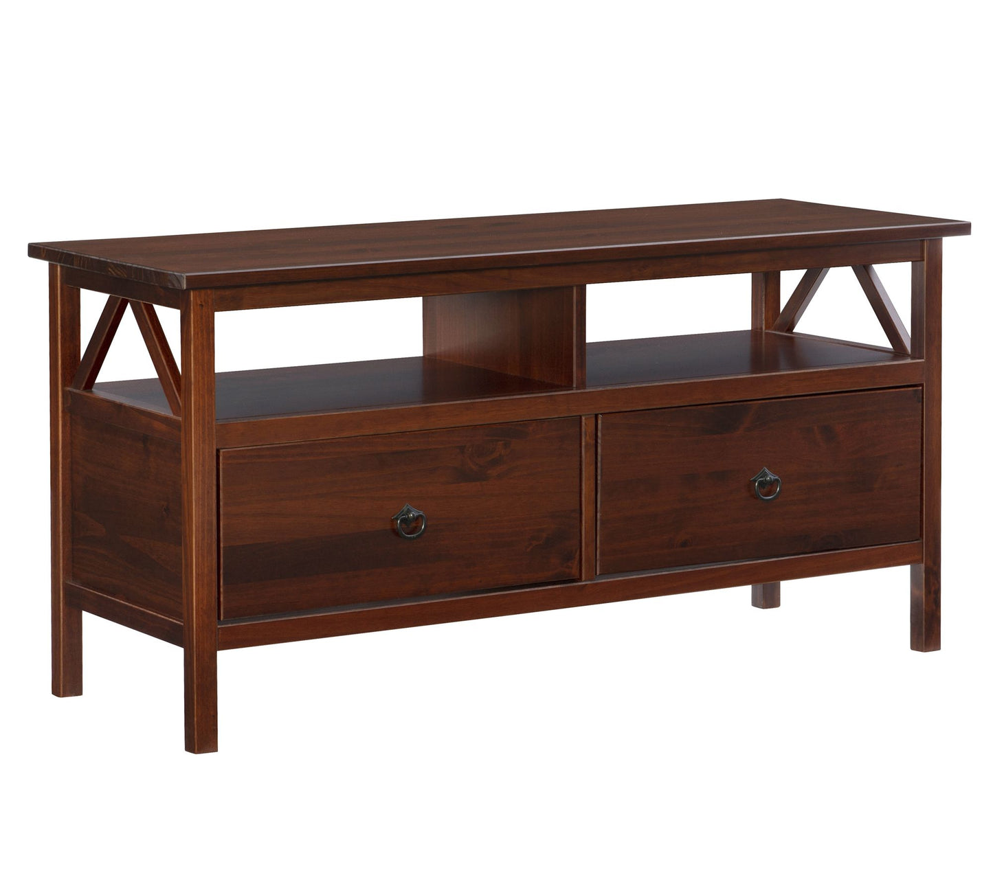 Linon Home Hollis Antique Tobacco TV Stand W/ 2Deep Drawers