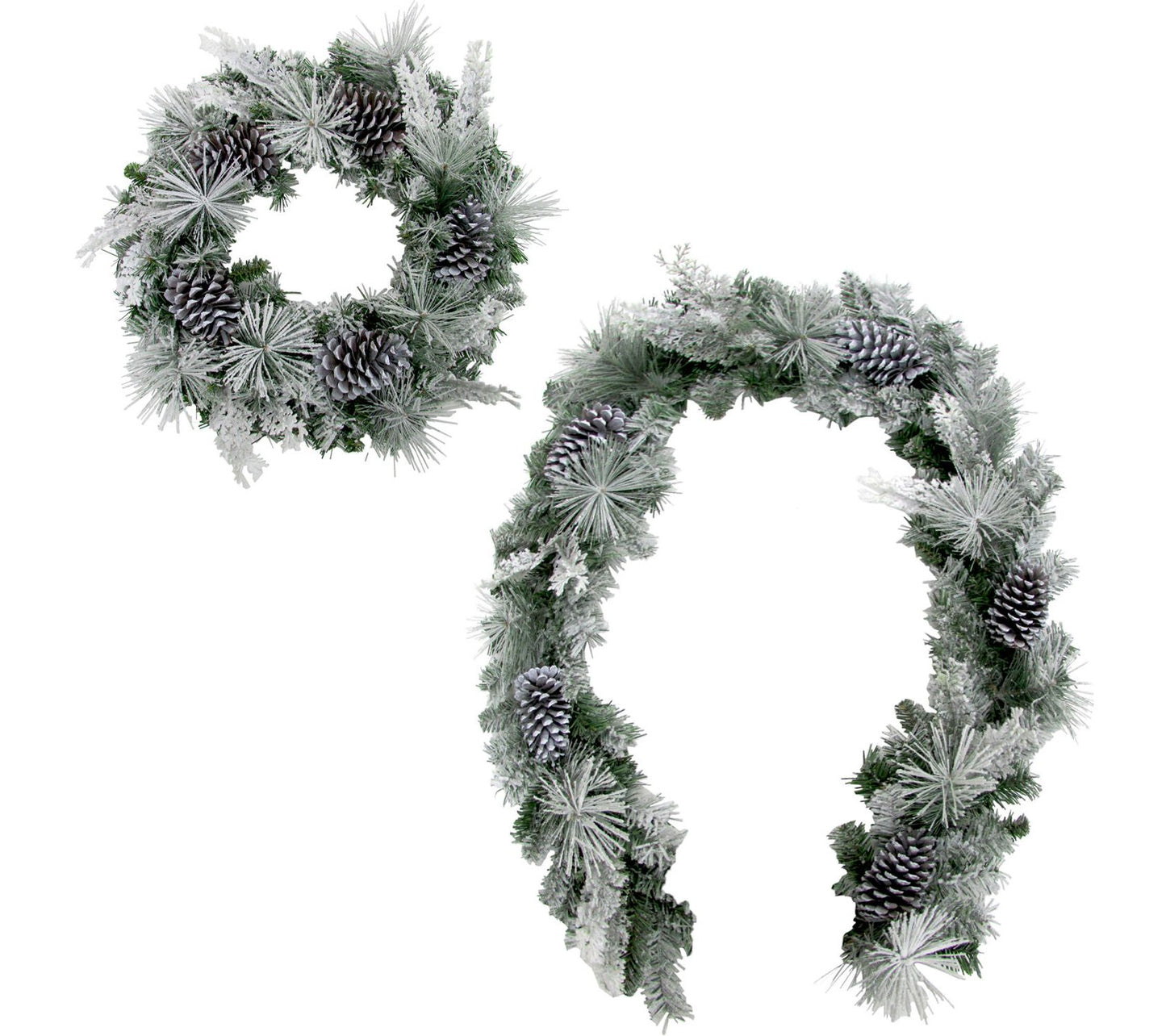 Fraser Hill Farm 24" Wreath and 6' Garland Set with Snow