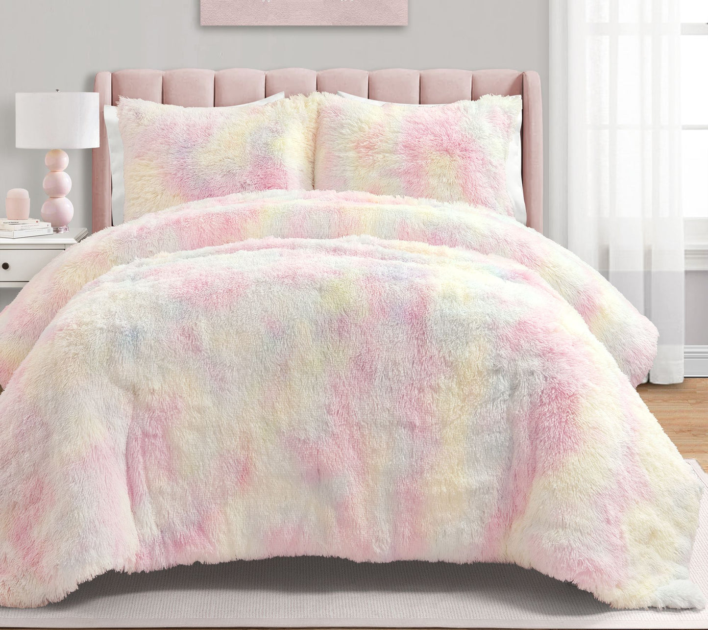Lush Decor Emma Cozy Rainbow Faux Fur ComforterFull/Queen