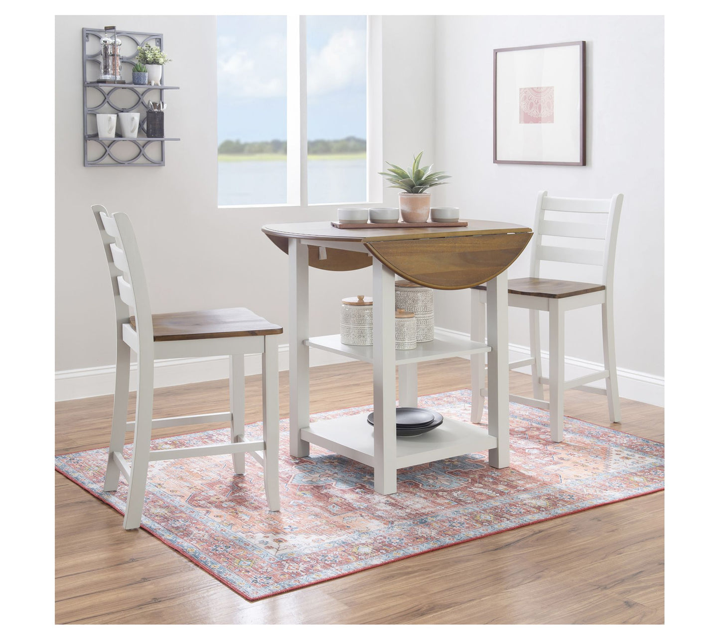 Linon Home Decor Jesson 3pc White Wood Counter Dining Set