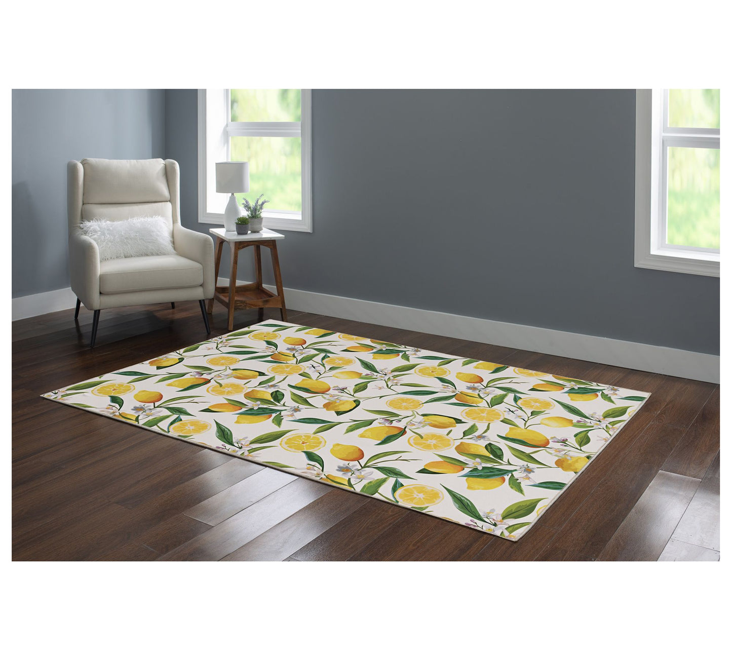 Linon Home Decor Washable Carly Lemon Pattern 5'x7' Area Rug