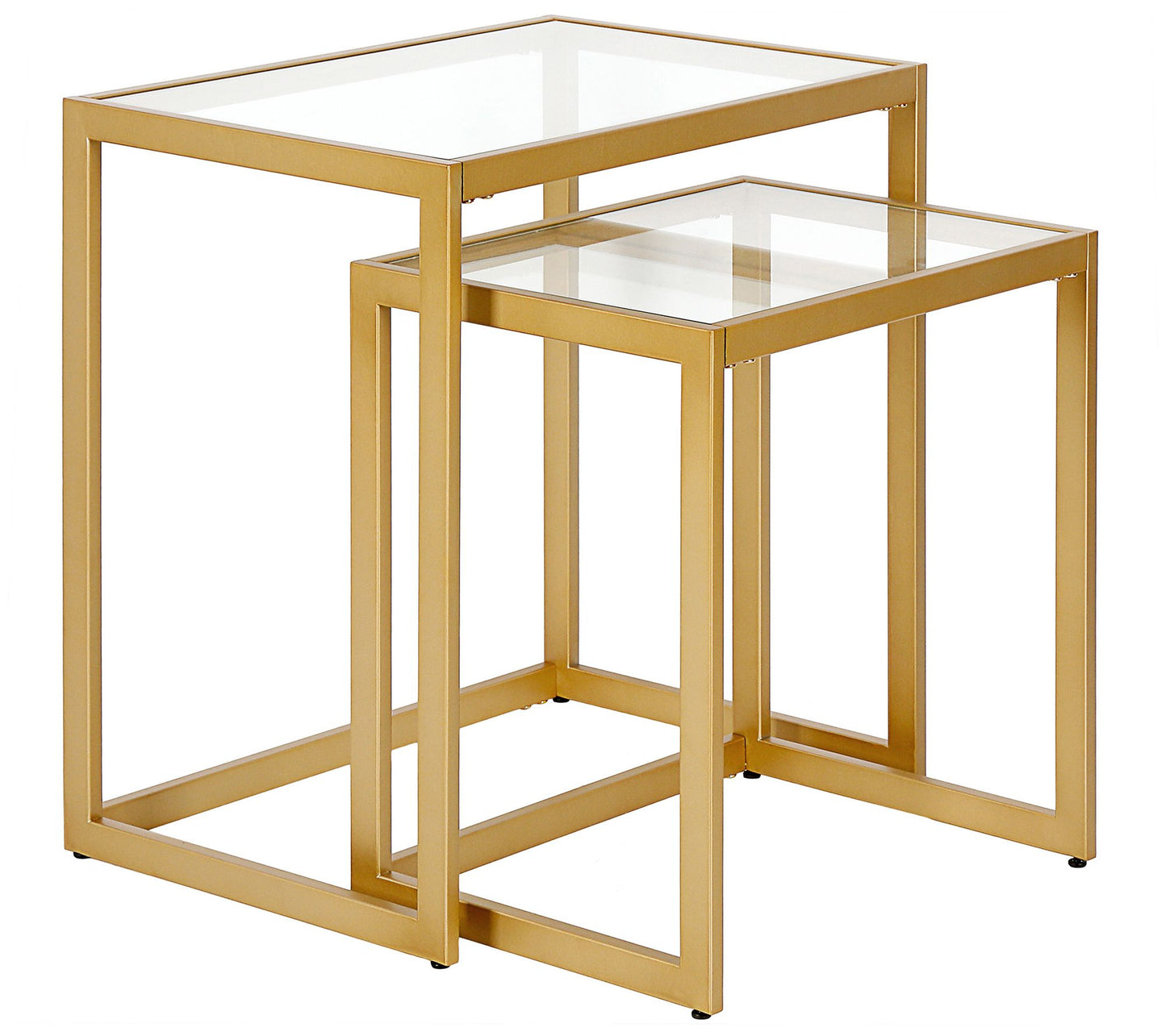 Hudson & Canal Rocco Nested Side Table-Nickel/Brass