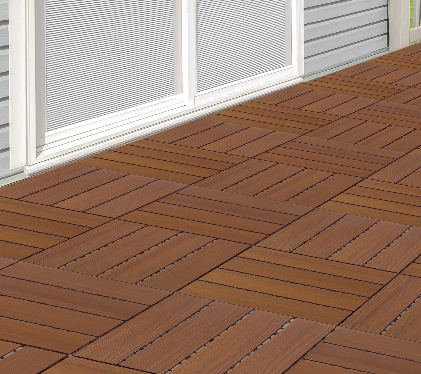 Pure Garden 30-Pack Wood Plastic Composite Interlocking Tiles