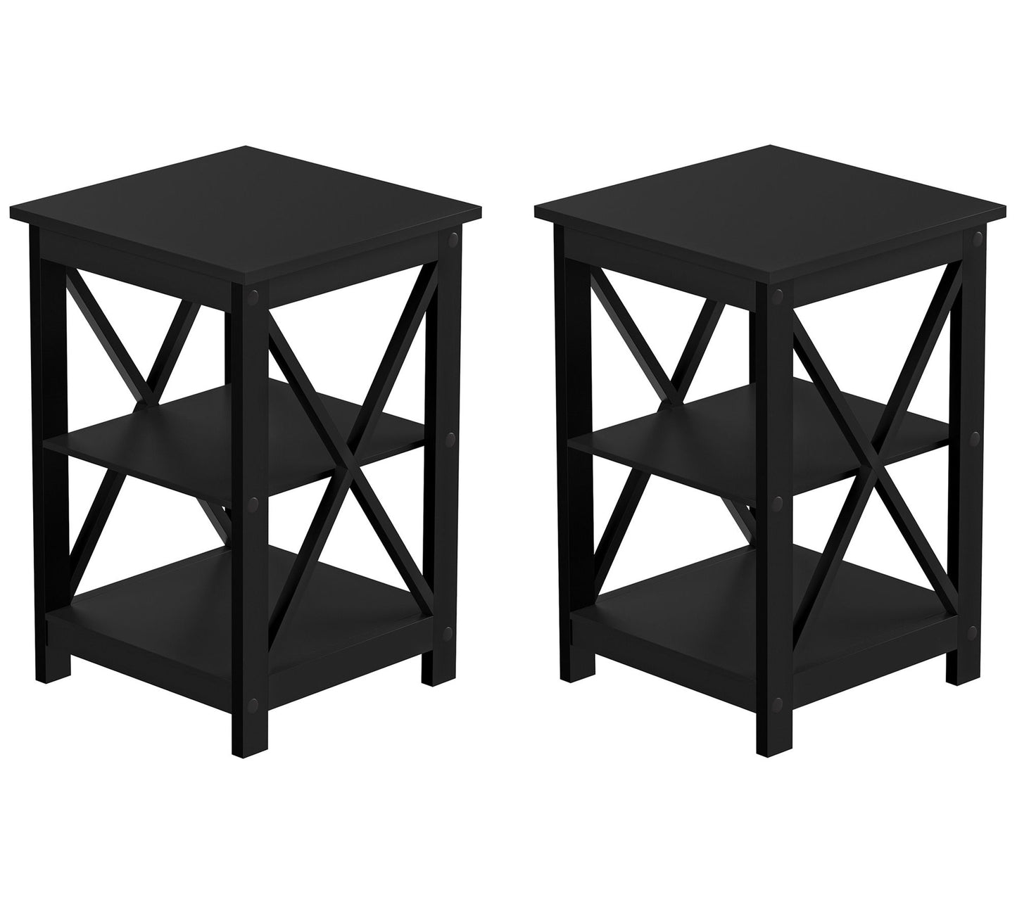 Lavish Home 2 Contemporary Nightstands with X-Lgs Side Tables