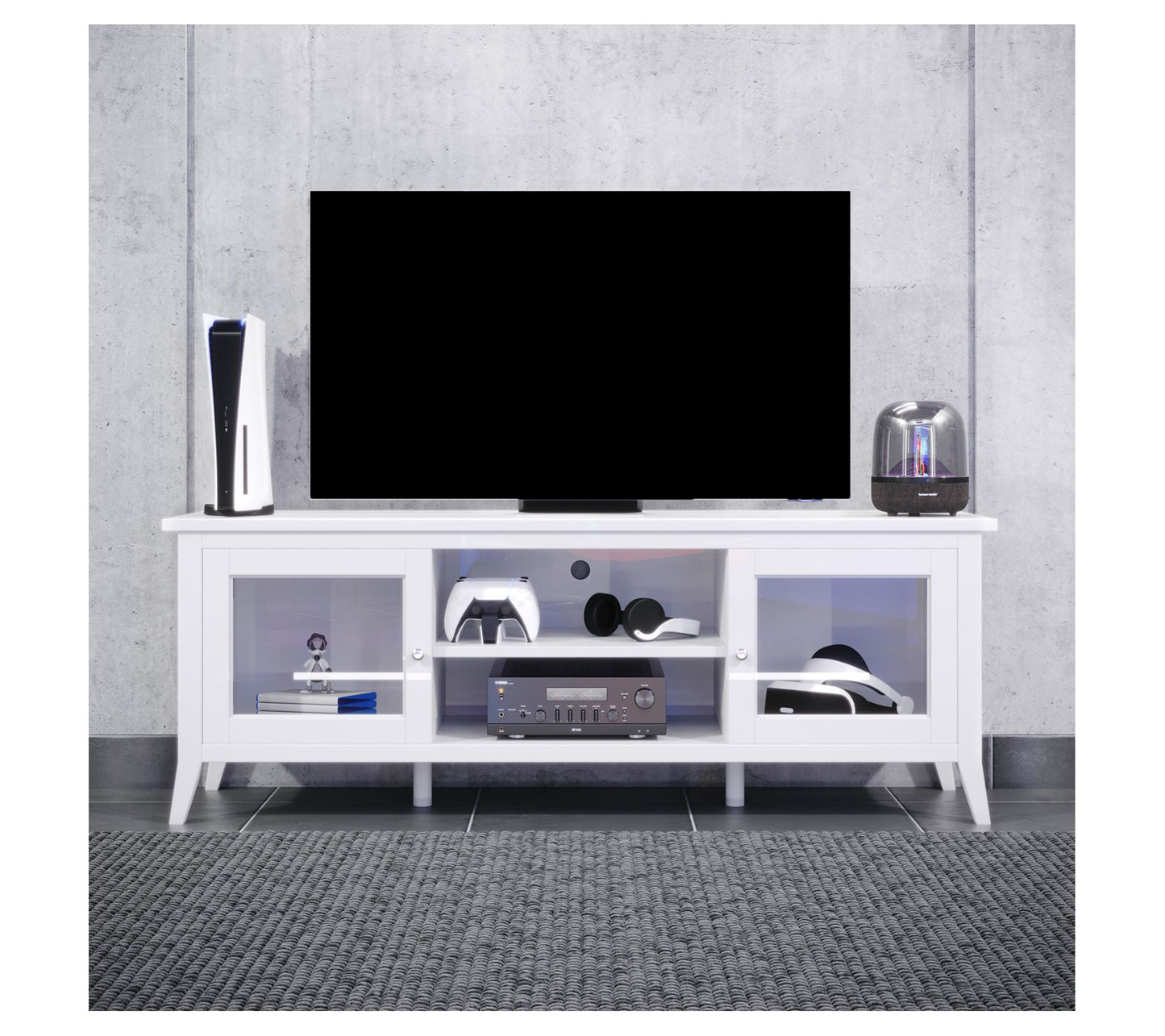 Lavish Home TV Stand 55" Storage Cabinet w/ Cubbies & Shelves