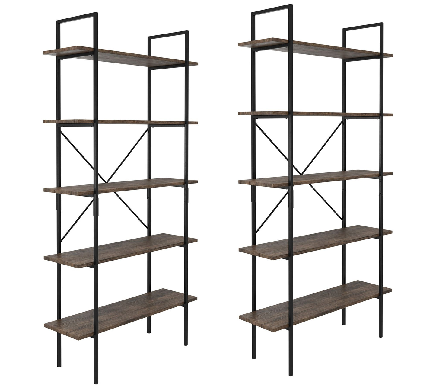 Lavish Home 2 Industrial Style 5-Tier Freestanding Bookshelf