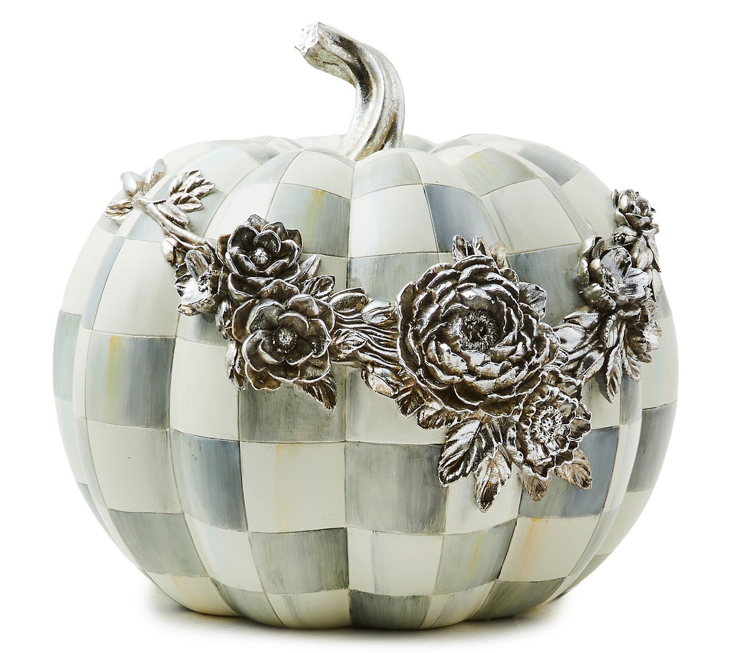 MacKenzie- Childs Large Sterling Check Pumpkin with Garland