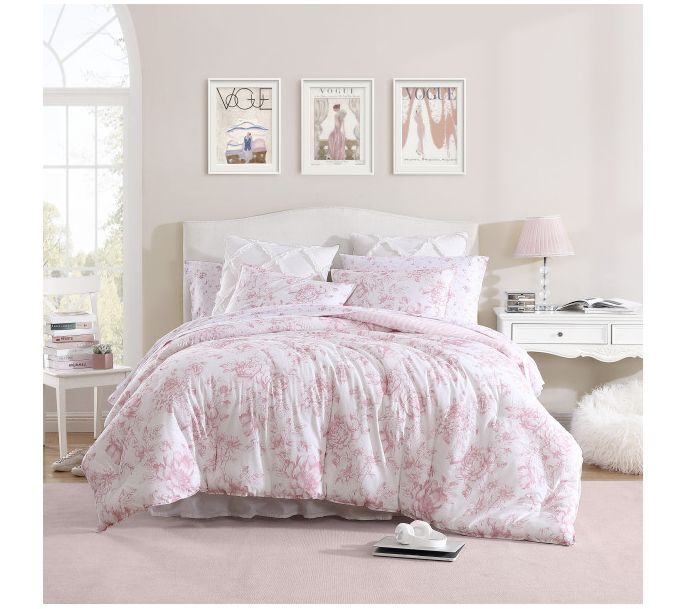 Laura Ashley Delphine Pink King Comforter Shamet