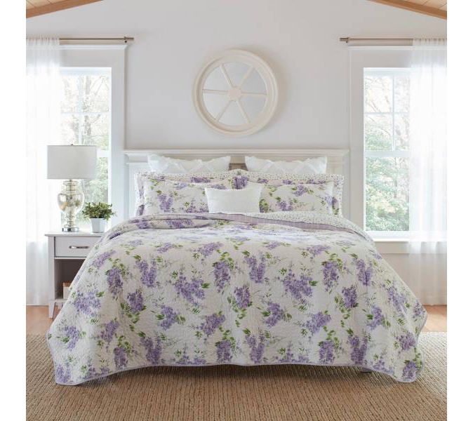 Laura Ashley Keighley Purple King Quilt-Sham Set