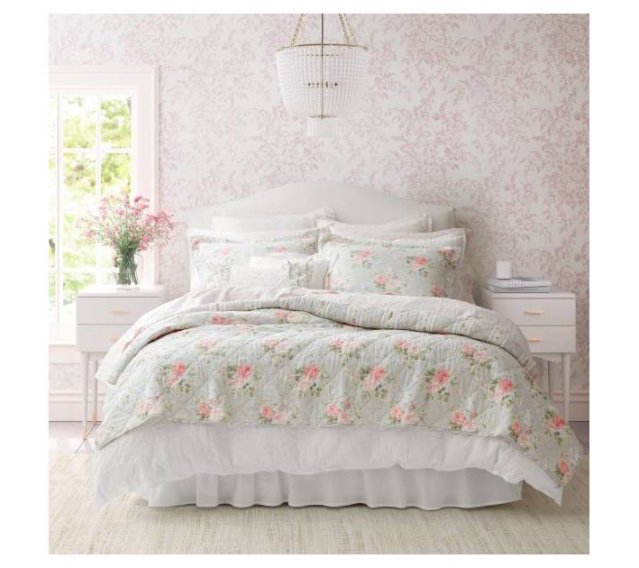 Laura Ashley Melany Pink Twin Quilt-Sham Set