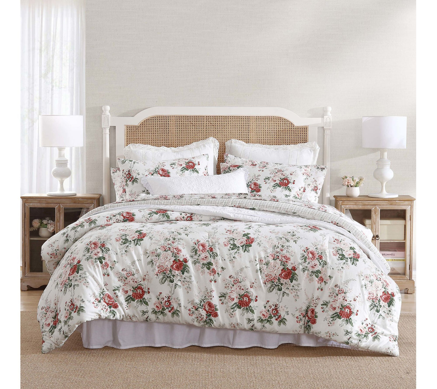 Laura Ashley Ashfield Red-Green Full/Queen Comforter Sham Set