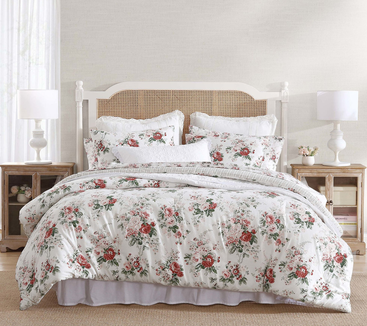 Laura Ashley Ashfield Red-Green King ComforterSham Set