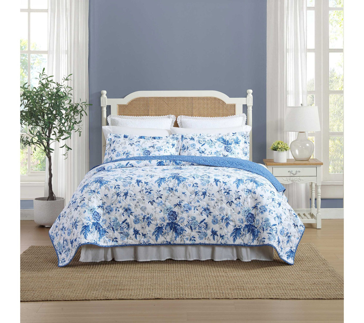 Laura Ashley Breezy Floral King Quilt Sham Set