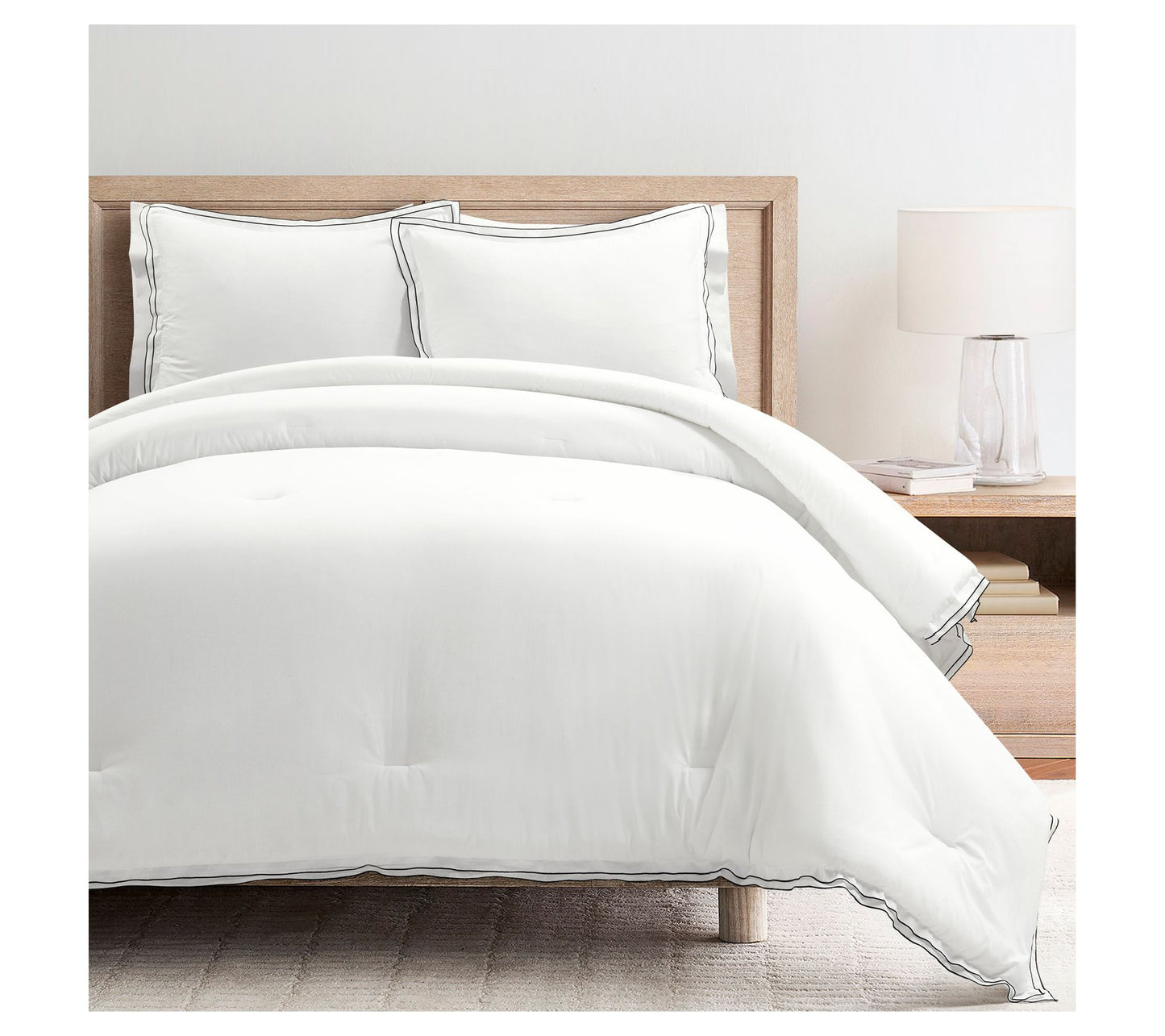 Lush Decor Hampton Embroidered Contrast Edge Comforter King
