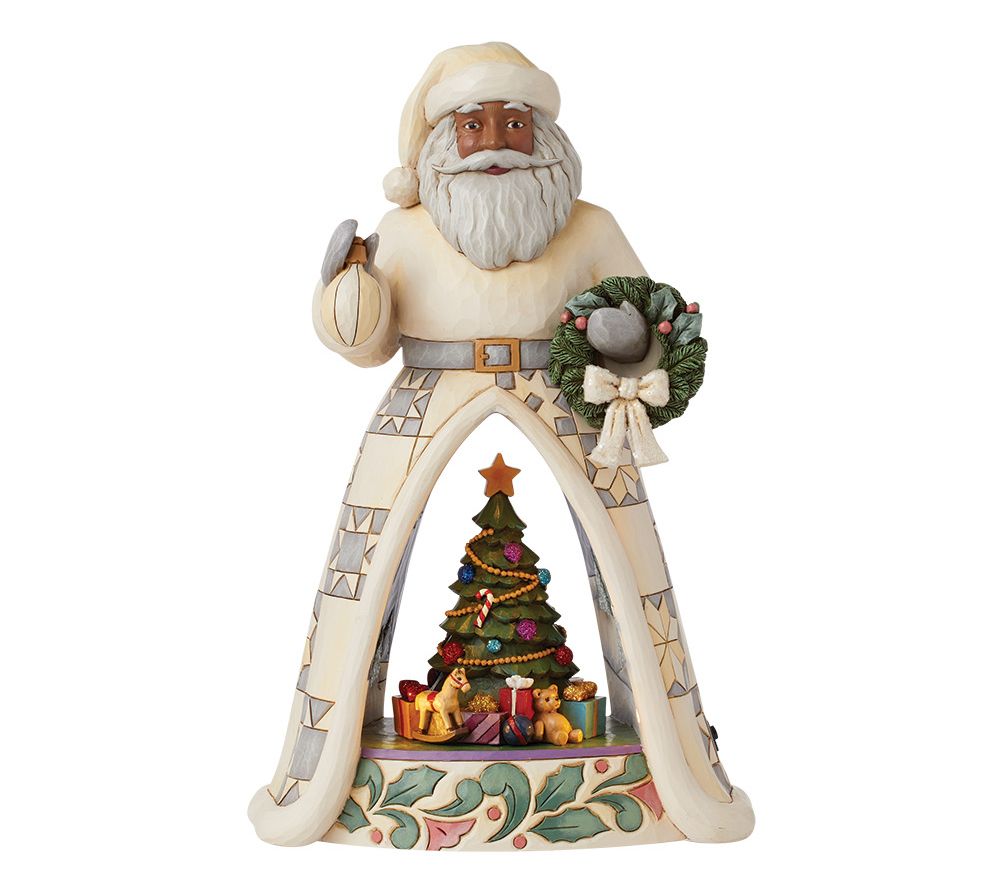 Jim Shore LED Santa Open Coat Scene Figurine 11in H