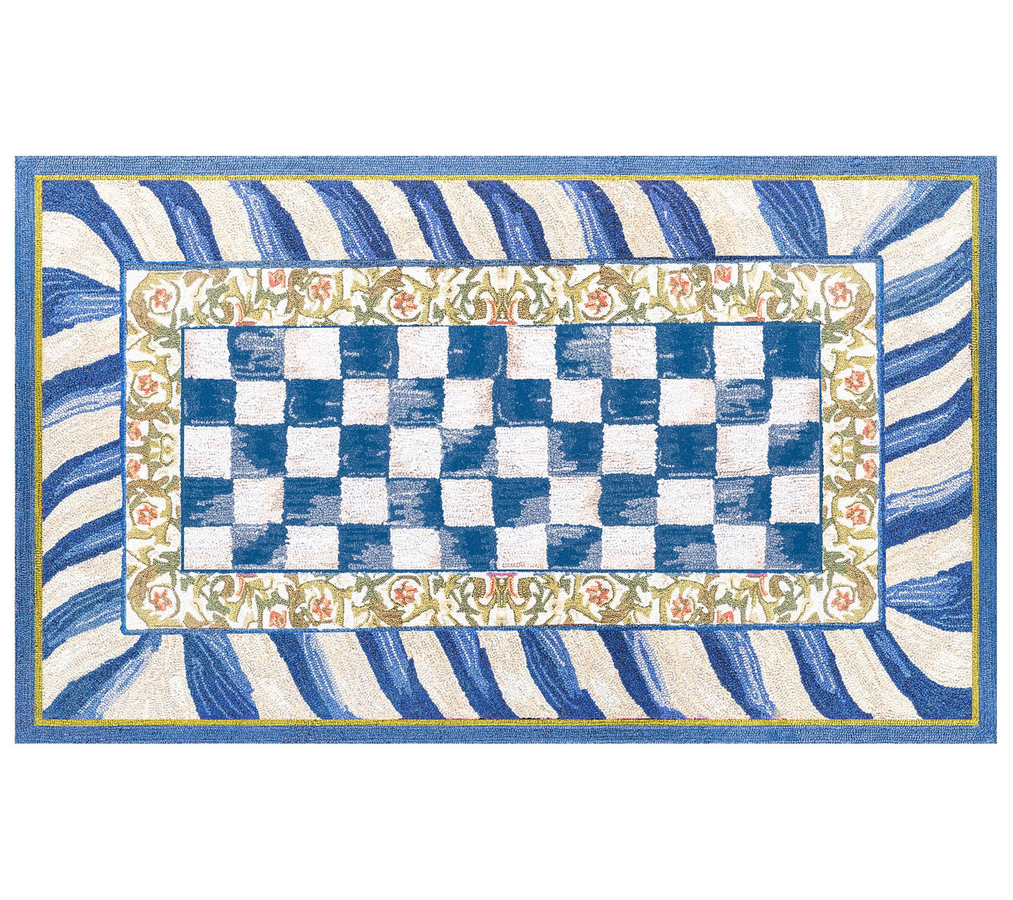 MacKenzie-Childs Truly Royal Check 3' x 5' Washable Rug