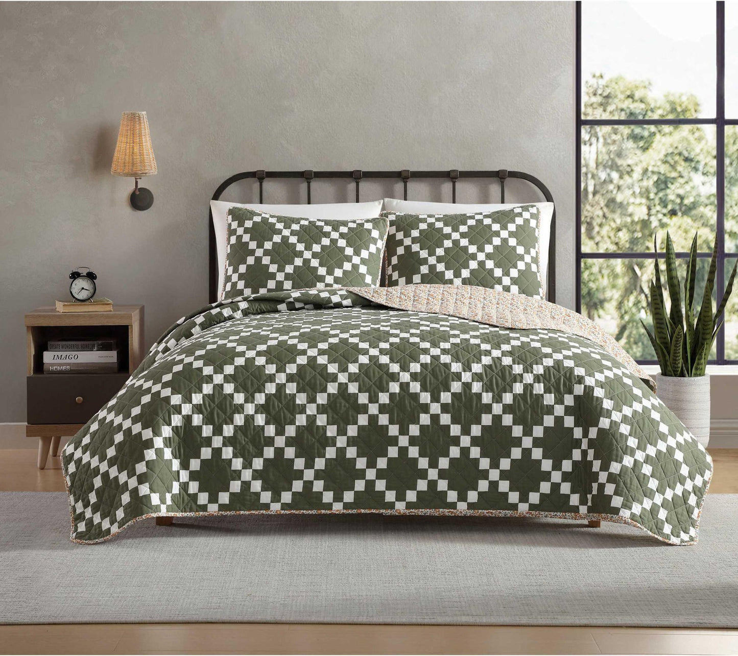 Eddie Bauer Diamond Floral King Quilt Sham Set