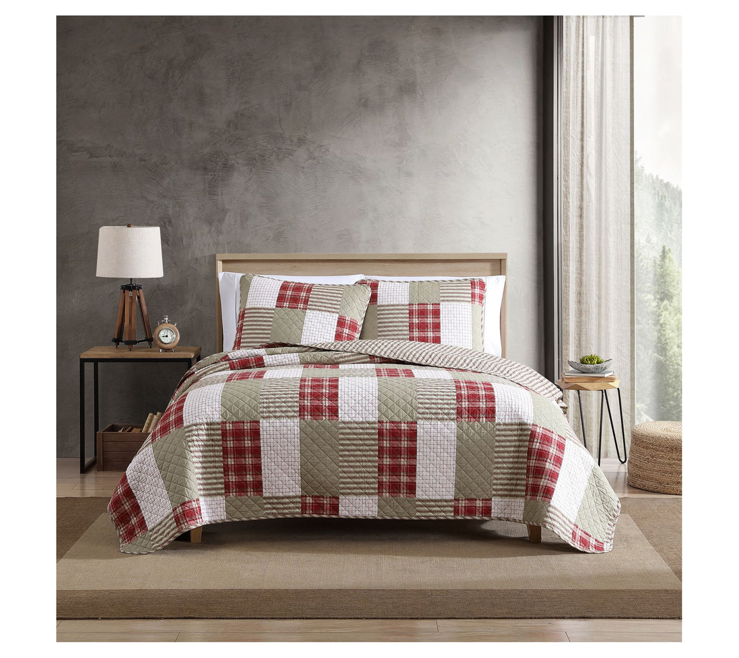 Eddie Bauer Camano Island Plaid Red Full/QueenQuilt Sham Set