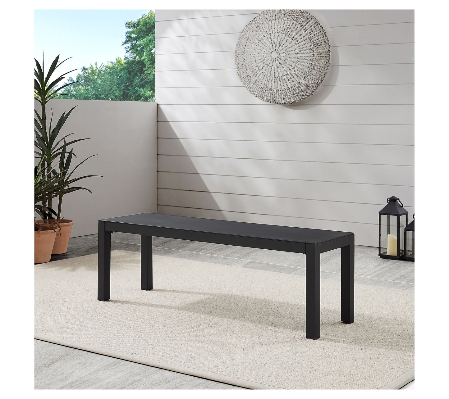 Linon Home Holland Aluminum Outdoor Bench Black
