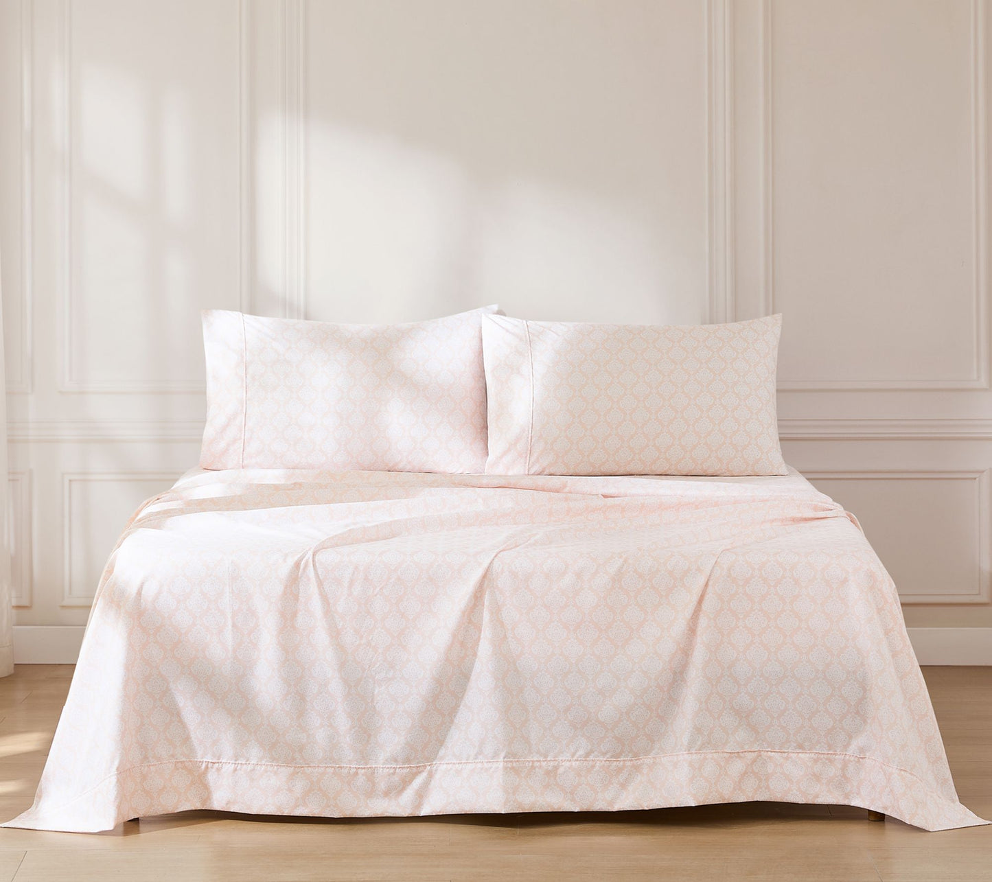 Lush Decor Romer Damask Sheet Set Peach 6-PieceSet King