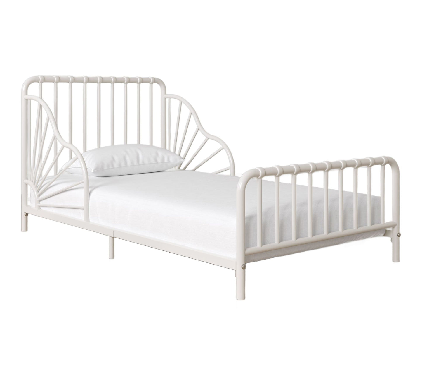 Little Seeds Quinn Whimsical Metal Toddler Bed - White