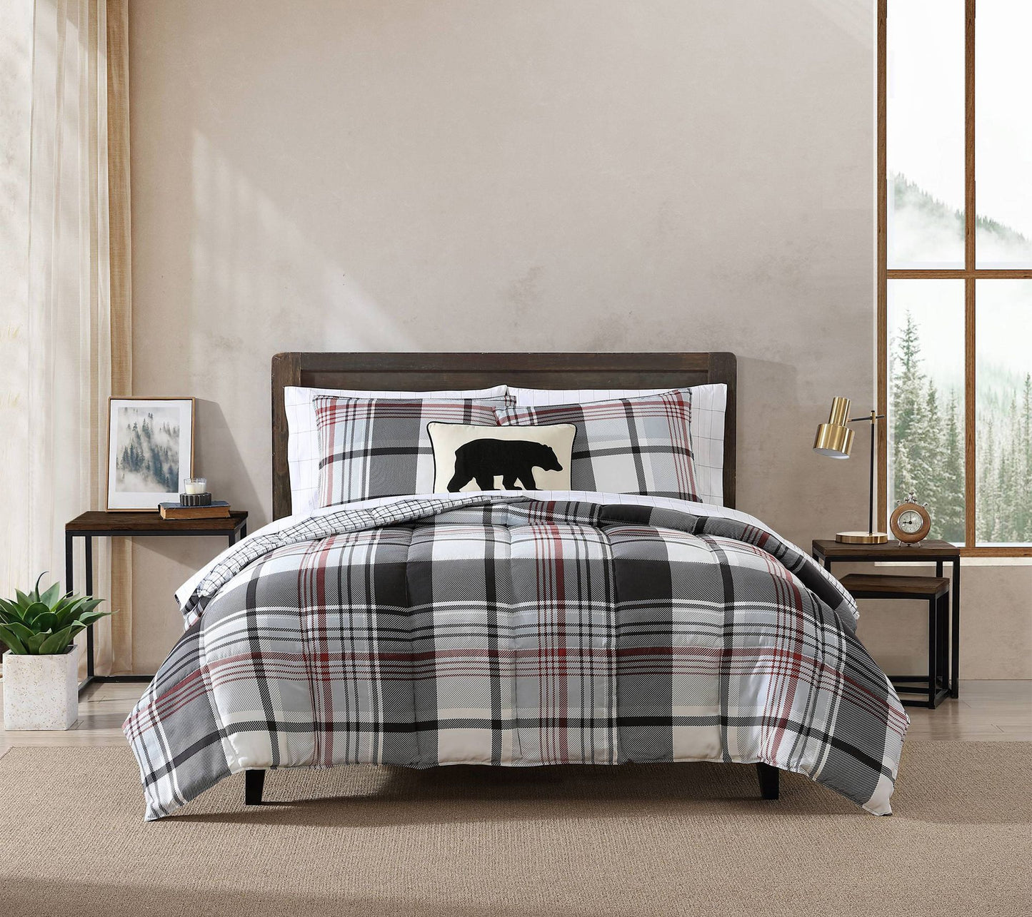 Eddie Bauer Normandy Plaid Red Twin Comforter Set
