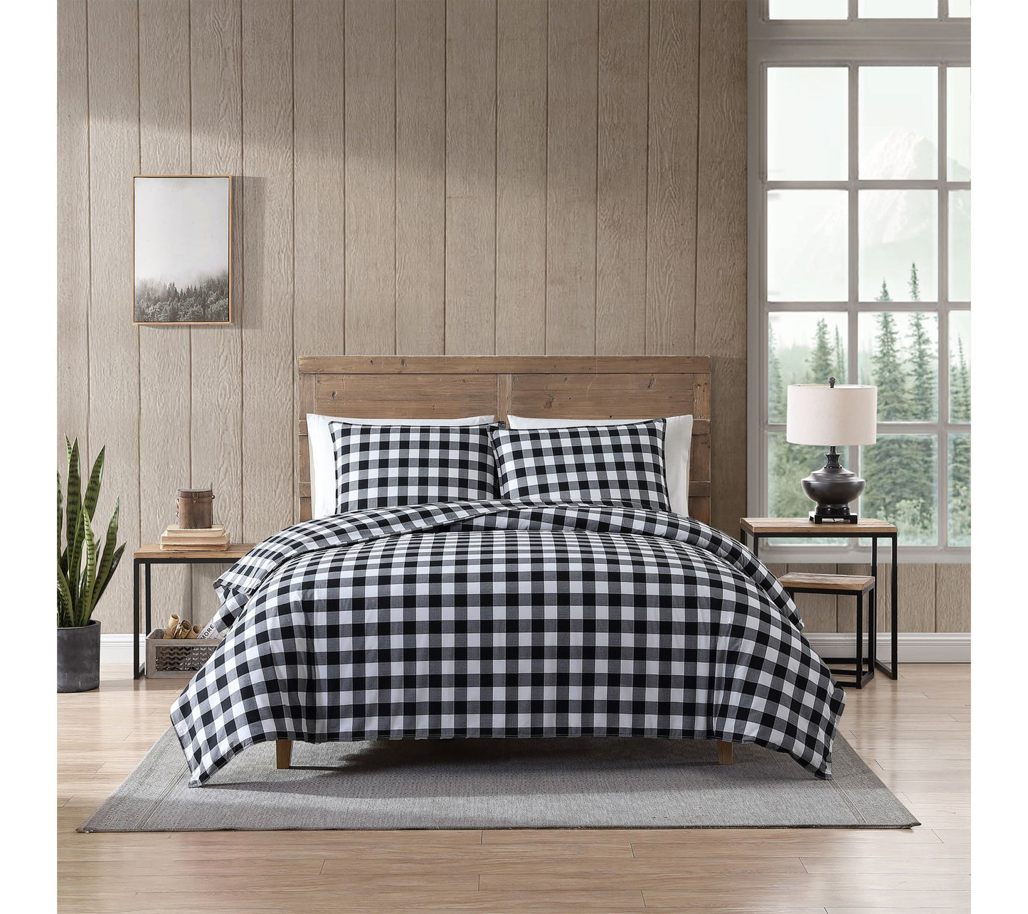 Eddie Bauer Mountain Plaid Black Full/Queen Duvet Cover Set
