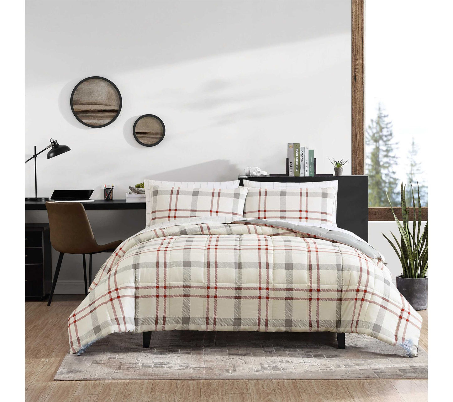 Eddie Bauer Portage Bay Red Cotton King Duvet Cover Set