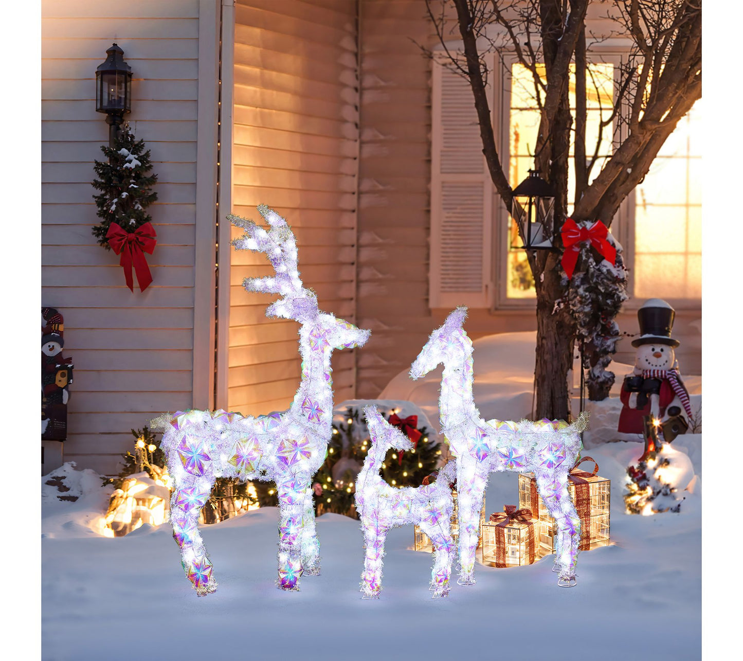 LuxenHome 3-Pc Multicolor Deer Decoration w/ 34 0 Cool Lights