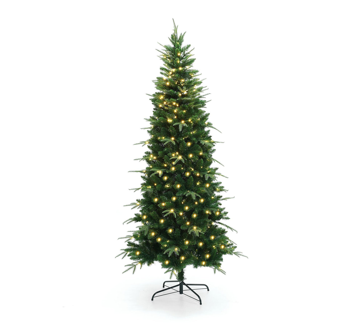 LuxenHome 6Ft Slim Artificial Xmas Tree w/ 8 Light Functions