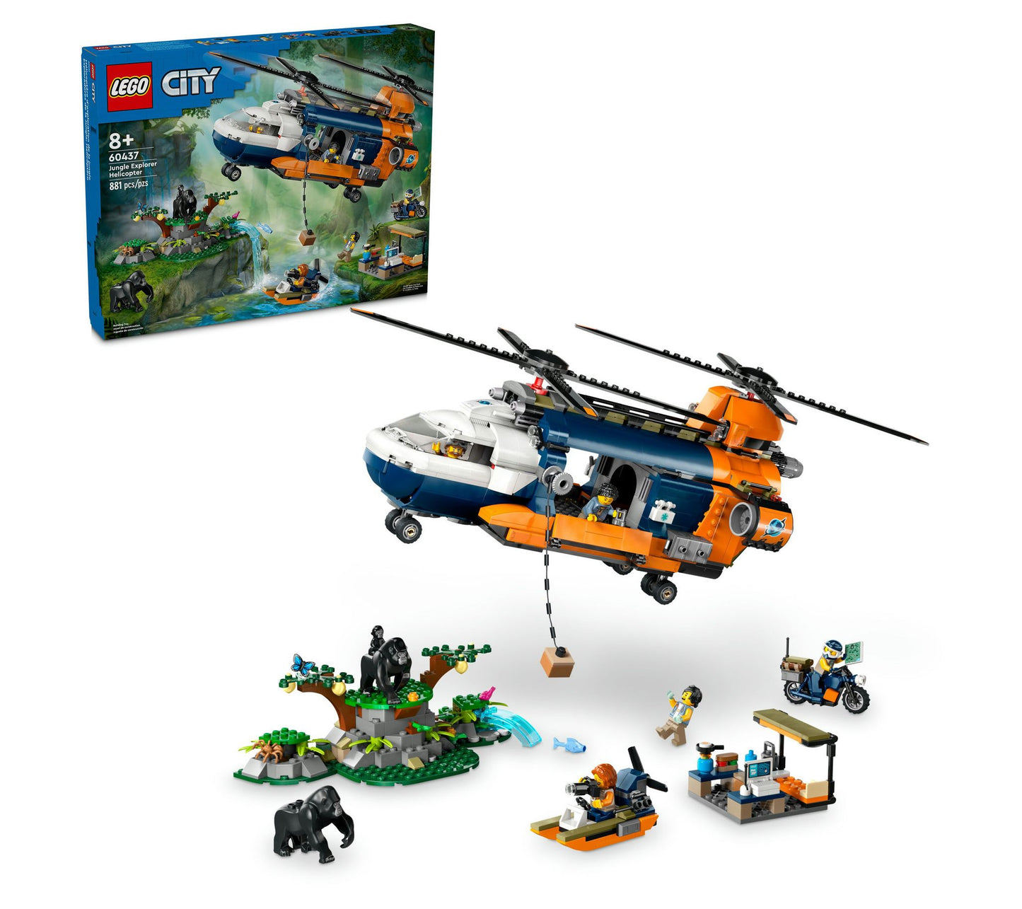 LEGO City Jungle Explorer Helicopter at Base Camp Set