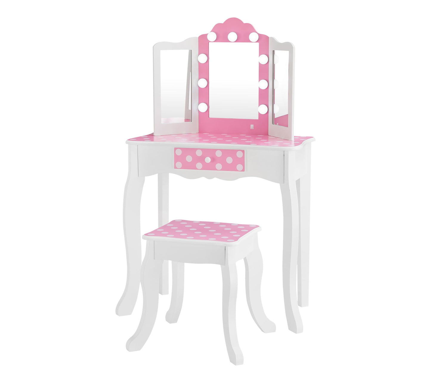Teamson Kids Gisele Polka Dot Kids Vanity Tableand Stool