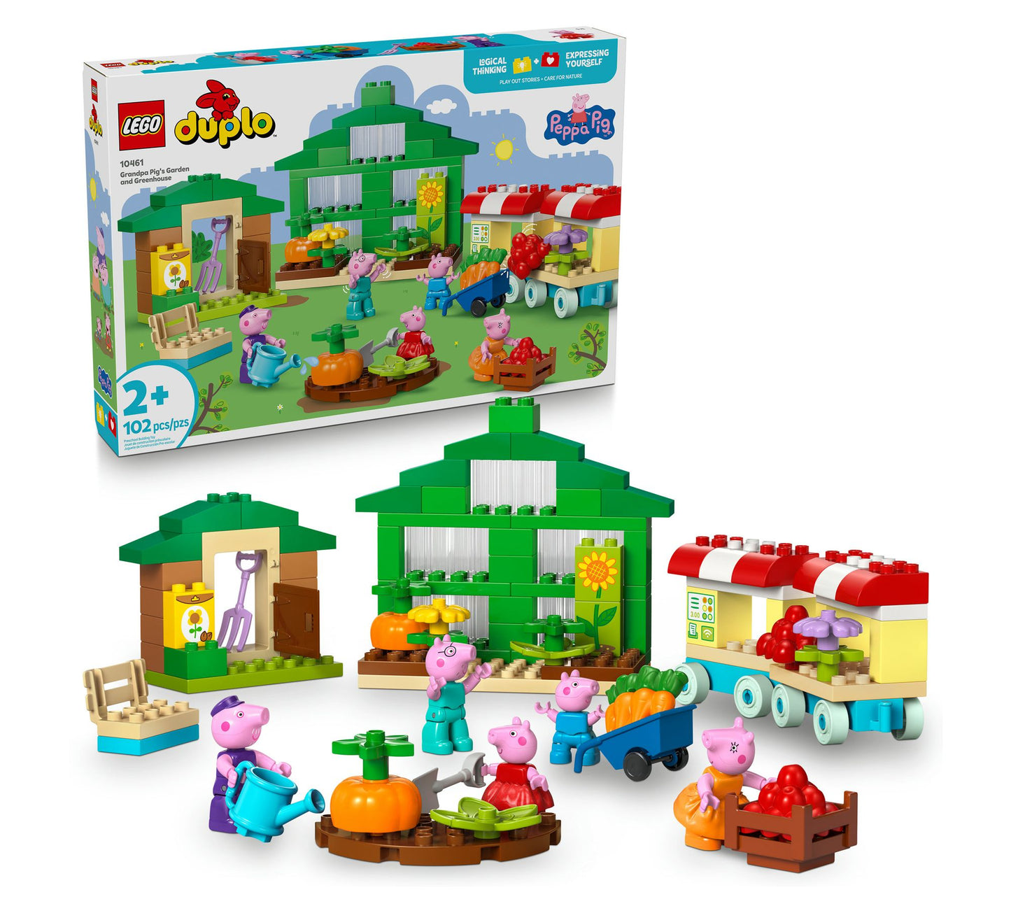 LEGO DUPLO Peppa Pig Grandpa Pig's Garden and Greenhouse Build
