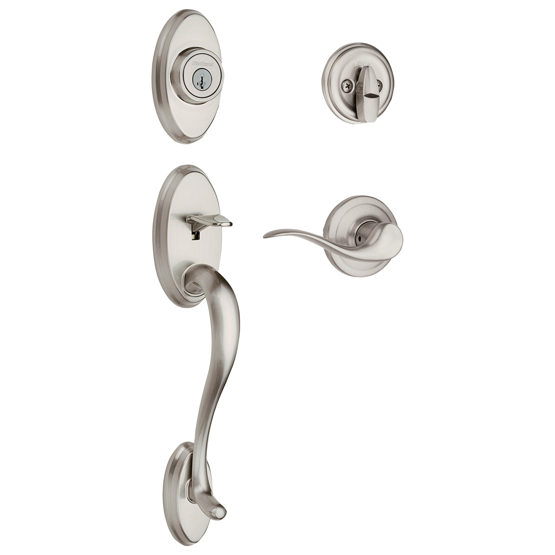 Kwikset Signature Series Shelburne Satin Nickel Single-Cylinder Deadbolt Keyed Entry Door Handleset with Tustin Lever and Smartkey 800SEXTNL 15 SMT CP