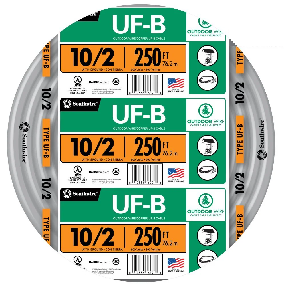 Southwire 250-ft 10/2 Solid UF-B Wire W/G (By-the-roll) 13056755
