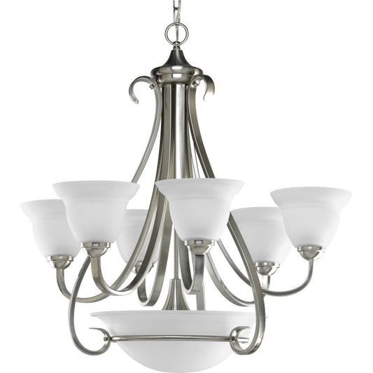 Progress Lighting Torino 6 -Light Brushed Nickel Transitional For Use in Bedrooms, Dining Rooms, Foyers, Kitchens, Living Rooms Chandelier 558989