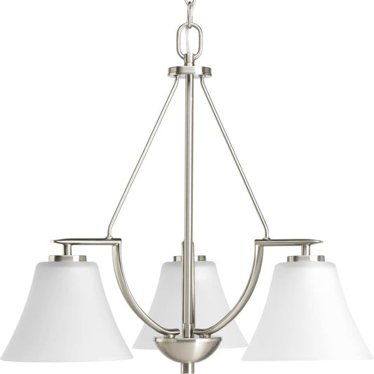 Progress Lighting Bravo 3 -Light Brushed Nickel Transitional For Use in Bedrooms, Dining Rooms, Foyers, Kitchens, Living Rooms Chandelier 559061
