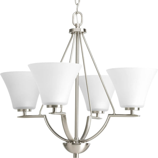 Progress Lighting Bravo 4 -Light Brushed Nickel Transitional For Use in Bedrooms, Dining Rooms, Foyers, Kitchens, Living Rooms Chandelier 559106