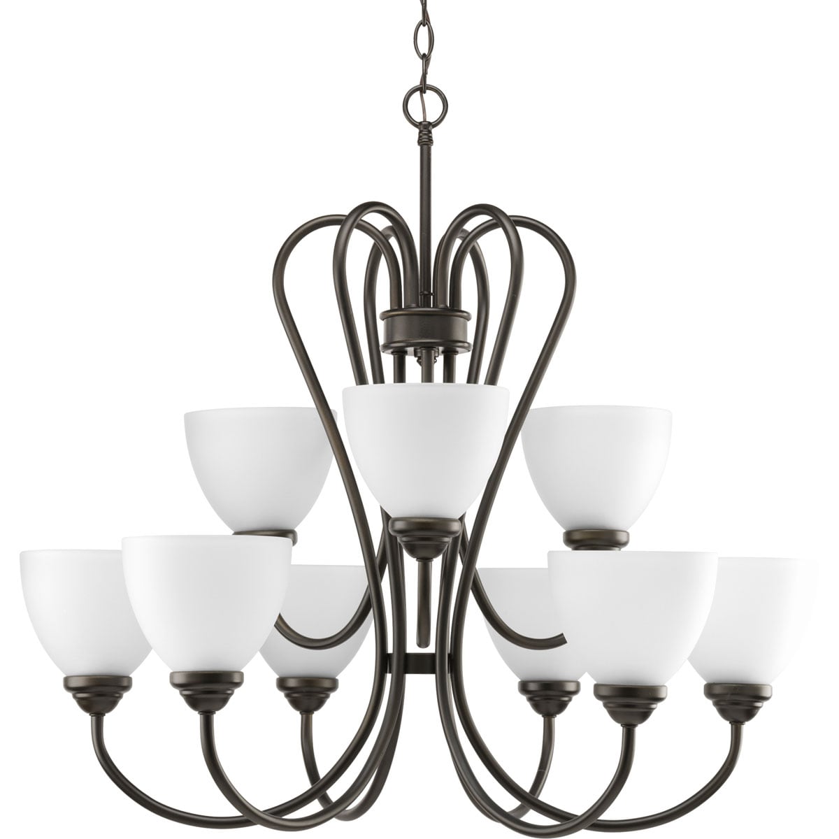 Progress Lighting Heart 9 -Light Antique Bronze Transitional For Use in Bedrooms, Dining Rooms, Foyers, Kitchens, Living Rooms Chandelier 558653