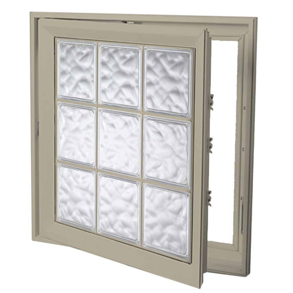 Hy-Lite Wave 21-1/2-in x 21-1/2-in x Tan Left-Handed Vinyl Casement Window Tempered Glass with Grids ( Full Screen Included )