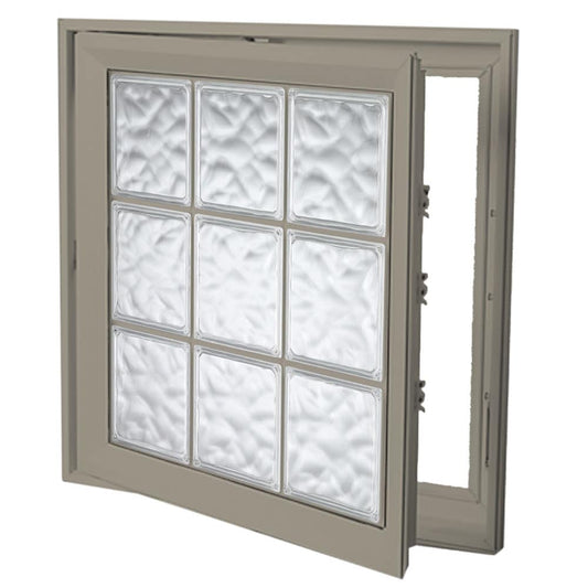Hy-Lite Wave 21-1/2-in x 21-1/2-in x Driftwood Left-Handed Vinyl Casement Window Tempered Glass with Grids ( Full Screen Included )