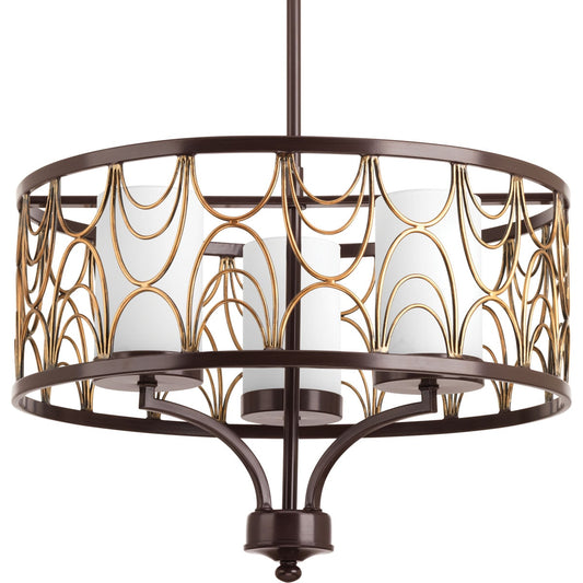 Progress Lighting Cirrine 3 -Light Antique Bronze Transitional For Use in Bedrooms, Dining Rooms, Foyers, Kitchens, Living Rooms Chandelier 797745