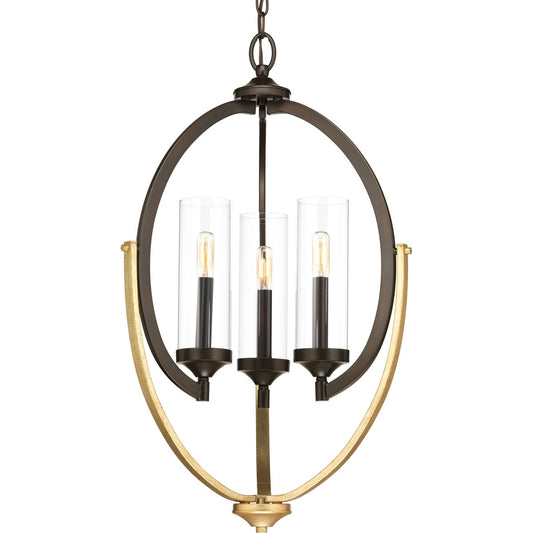 Progress Lighting Evoke 3 -Light Antique Bronze Transitional For Use in Bedrooms, Dining Rooms, Foyers, Kitchens, Living Rooms Chandelier 704303