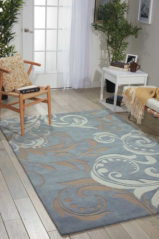 Nourison Contour 8 x 10 (ft) Tufted Silver Rectangular Indoor Abstract Mid-Century Modern Area rug