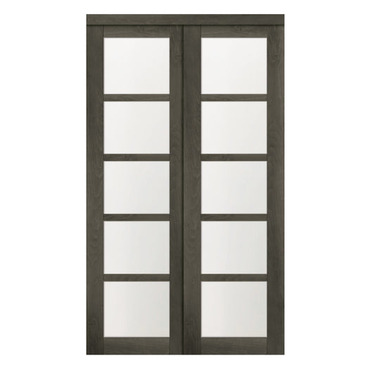 RELIABILT Euro 48-in x 80-in Iron Age Frosted glass Prefinished MDF Closet Sliding Door ( Hardware Included )