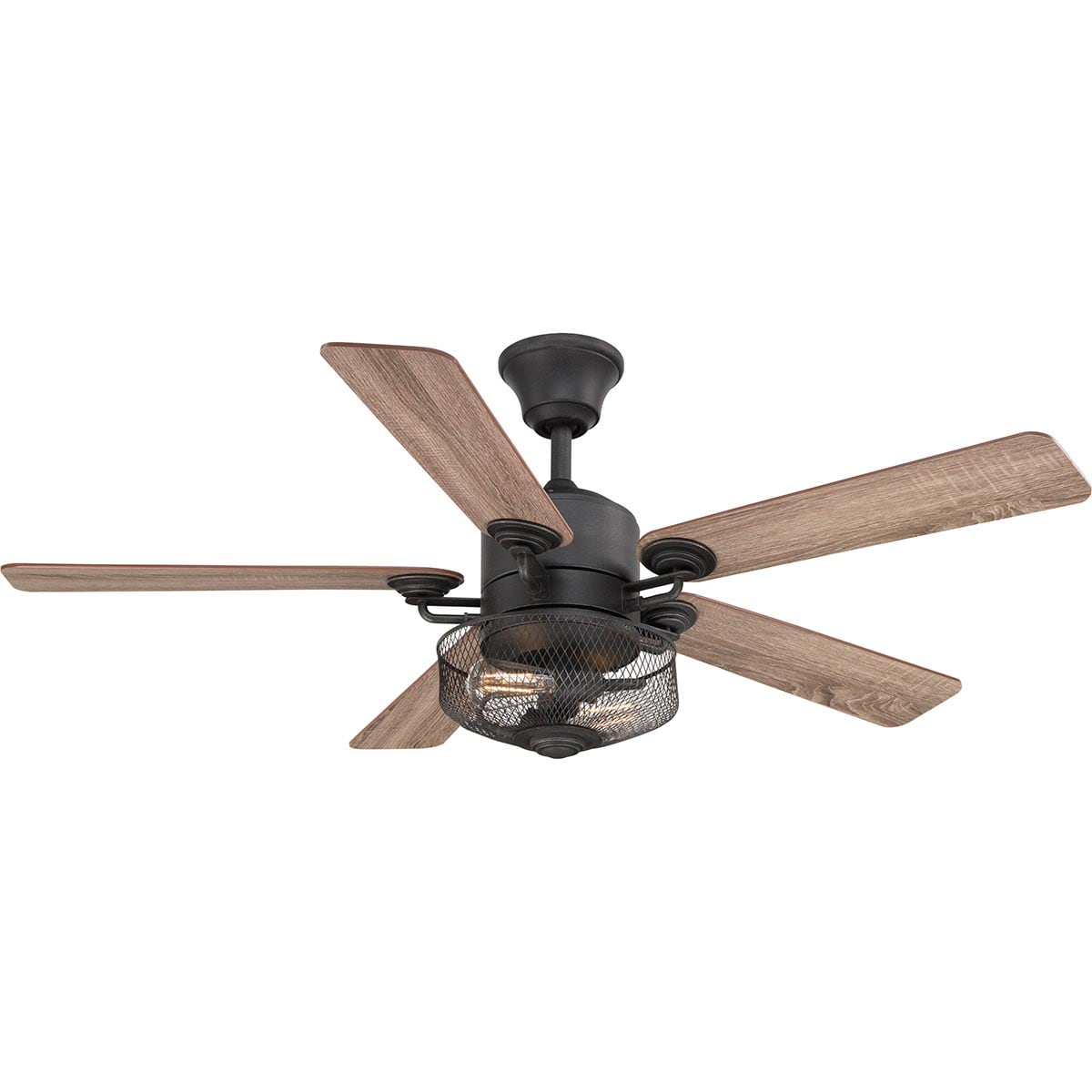 Progress Lighting Greer 54-in Gilded Iron with Walnut/Driftwood Blades Ceiling Fan With Light - Remote Included ( 5 -Blade ) 3311968