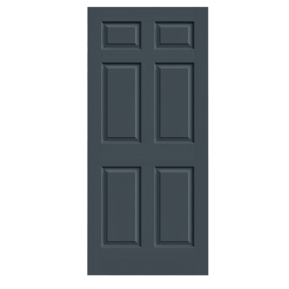 RELIABILT 30-in x 80-in Steele Gray 6-panel Textured Solid core Prefinished Molded composite Slab Door